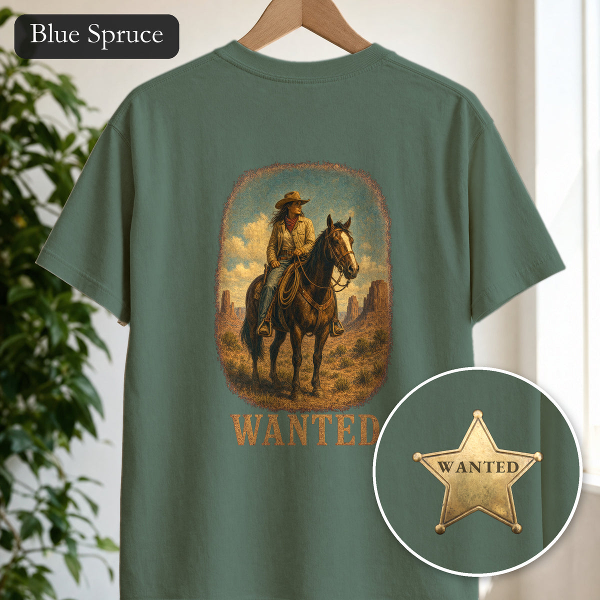 Wanted Cowgirl Shirt, Vintage Western Wanted Poster Tee, Desert Outlaw Tee, Sheriff Star Cowgirl Gift