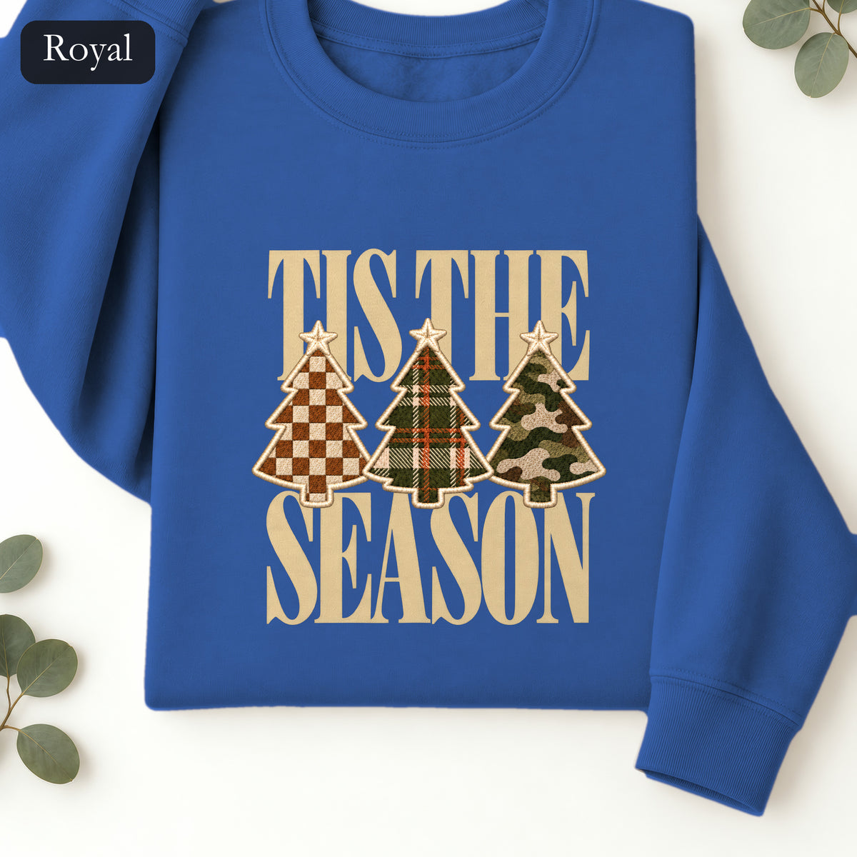 Plaid Woodland Christmas Trees Sweatshirt | Holiday Tree Trio Crewneck