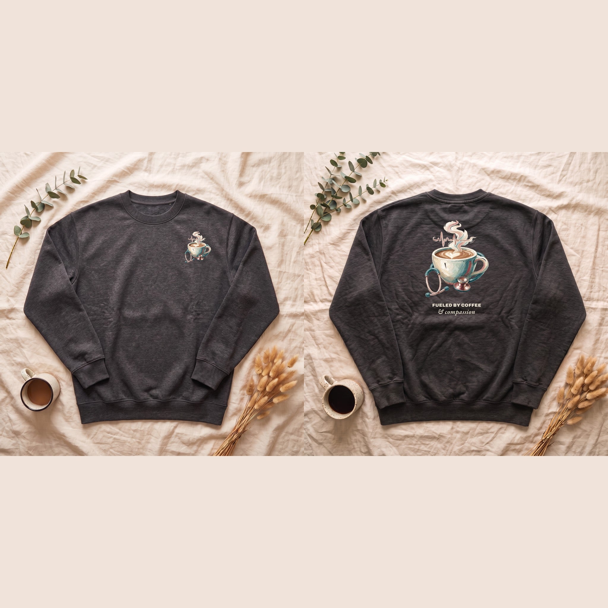 Nurse Shirt, Fueled by Coffee and Compassion Tee, Nurse Week RN Gift, Painterly Nurse Coffee Sweatshirt