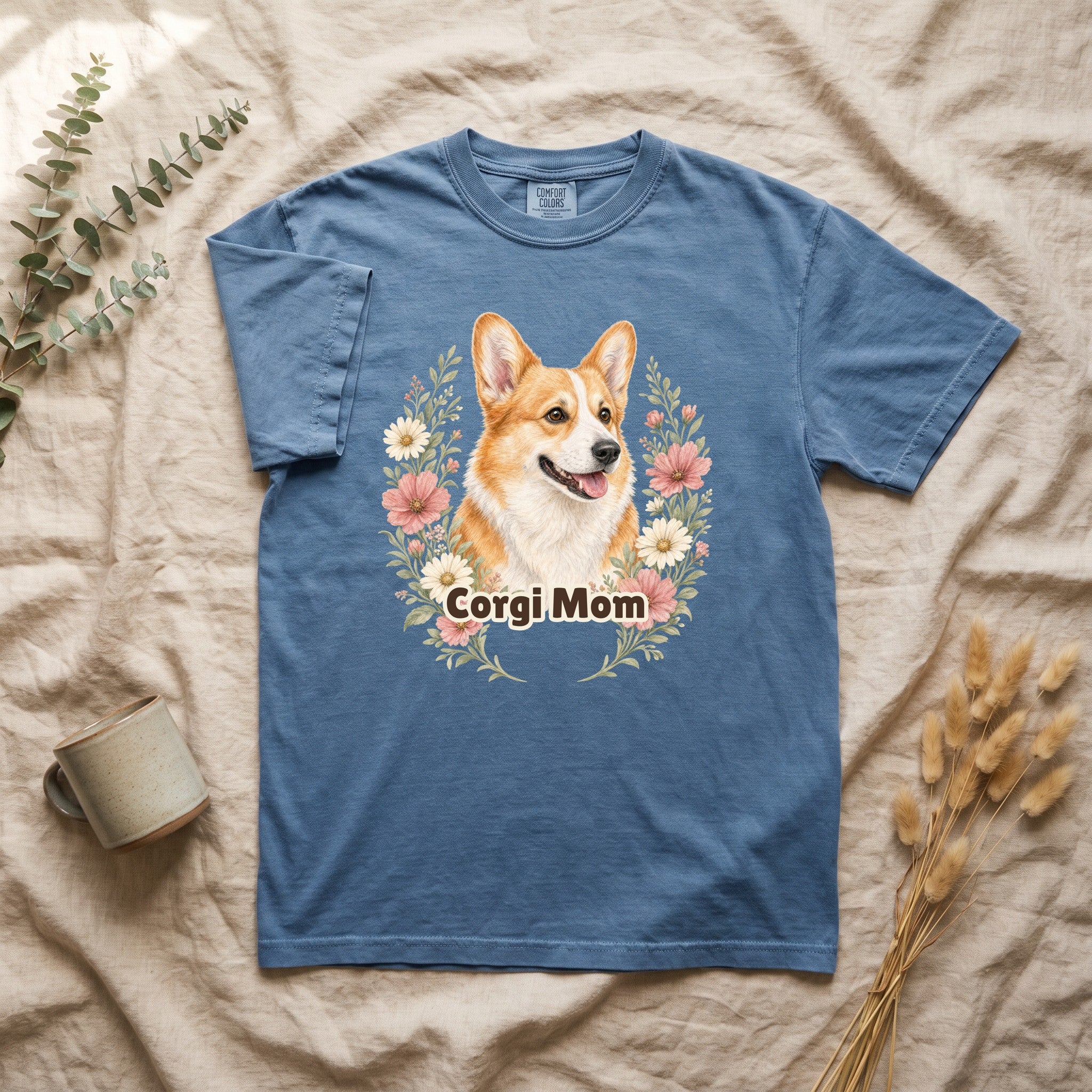 Corgi Mom Shirt, Corgi Mama Tee, Dog Mom Gift, Wildflower Corgi Lover Sweatshirt, Cute Dog Owner Gift