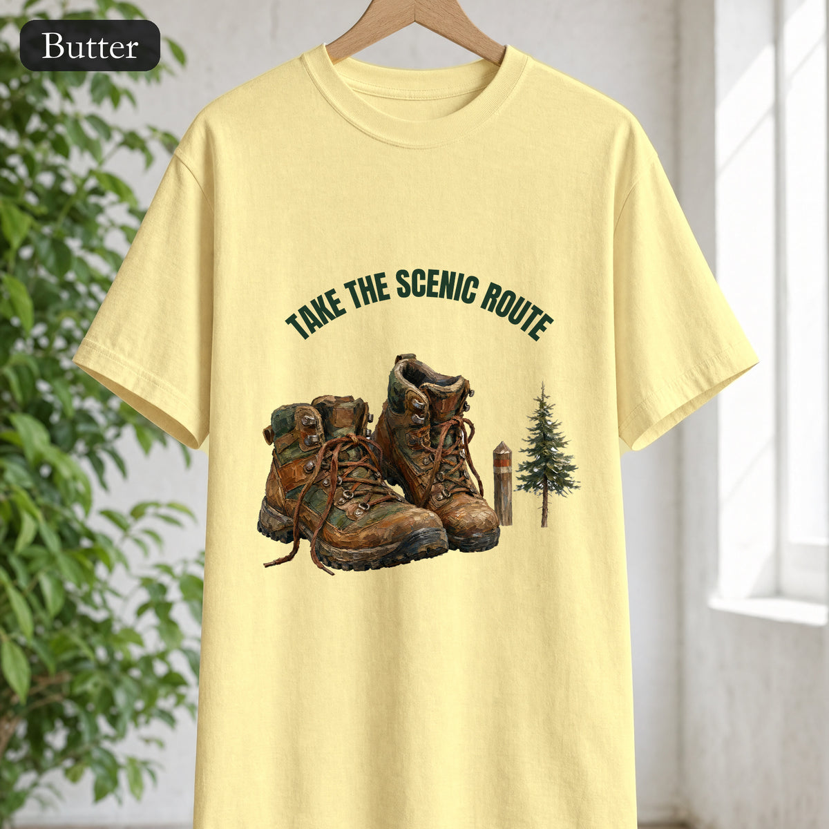 Take the Scenic Route Shirt, Hiking Trail Tee, Outdoor Adventure Nature Gift, Painterly Mountain Sweatshirt