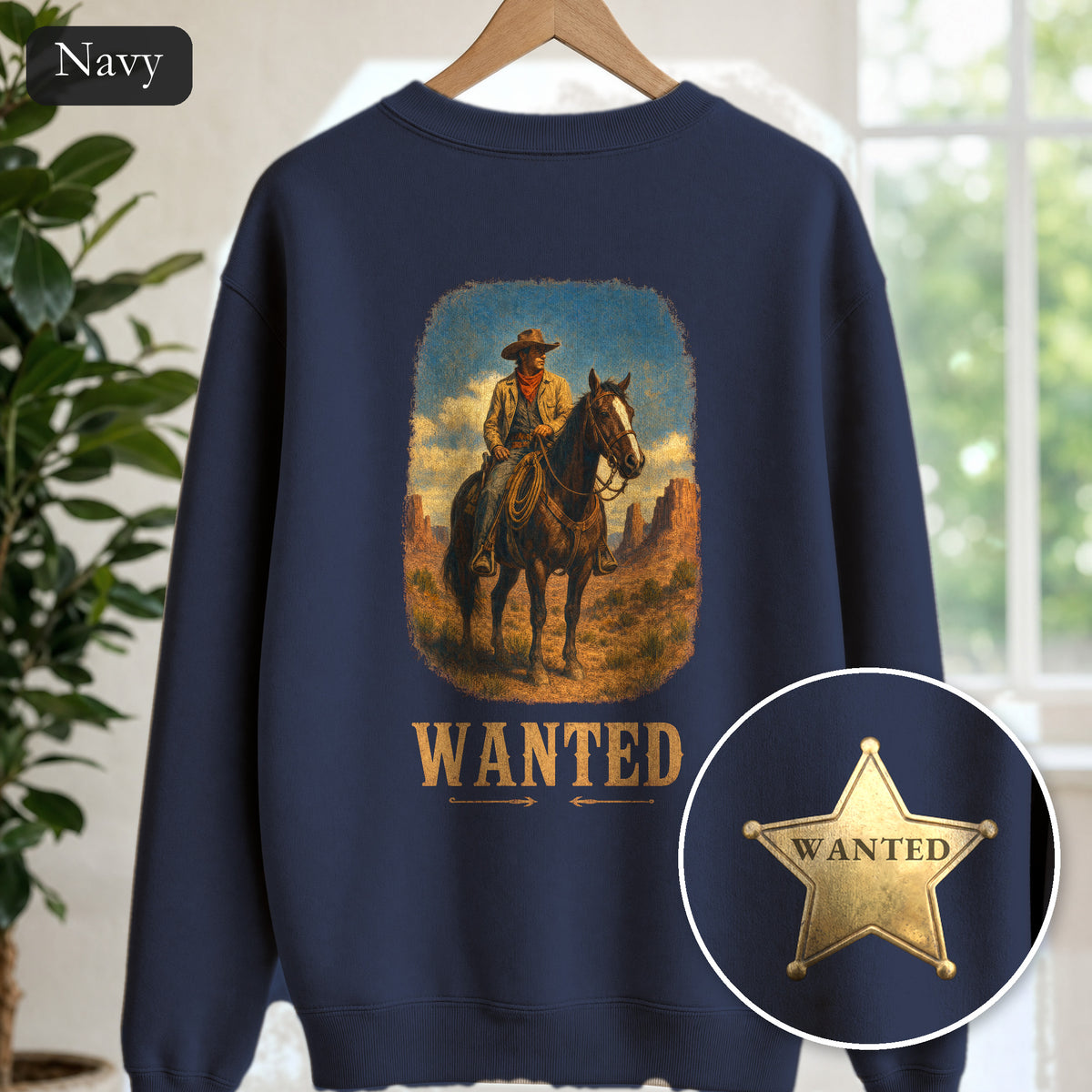 Wanted Cowboy Sweatshirt, Vintage Western Wanted Poster Crewneck, Desert Outlaw Sweatshirt, Sheriff Star Cowboy Gift