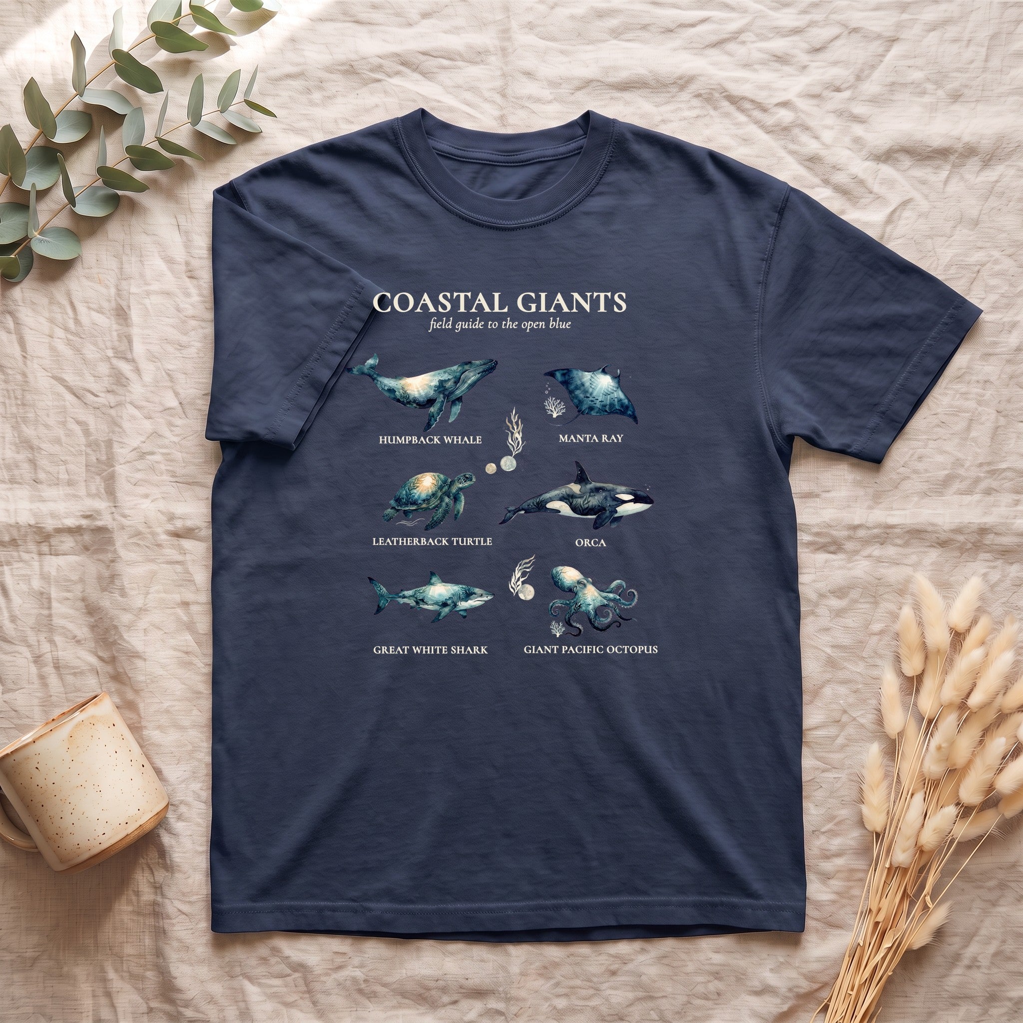 Coastal Giants Ocean Field Guide Shirt, Whale Manta Sea Turtle Tee, Marine Life Ocean Lover Gift, Nautical Sweatshirt