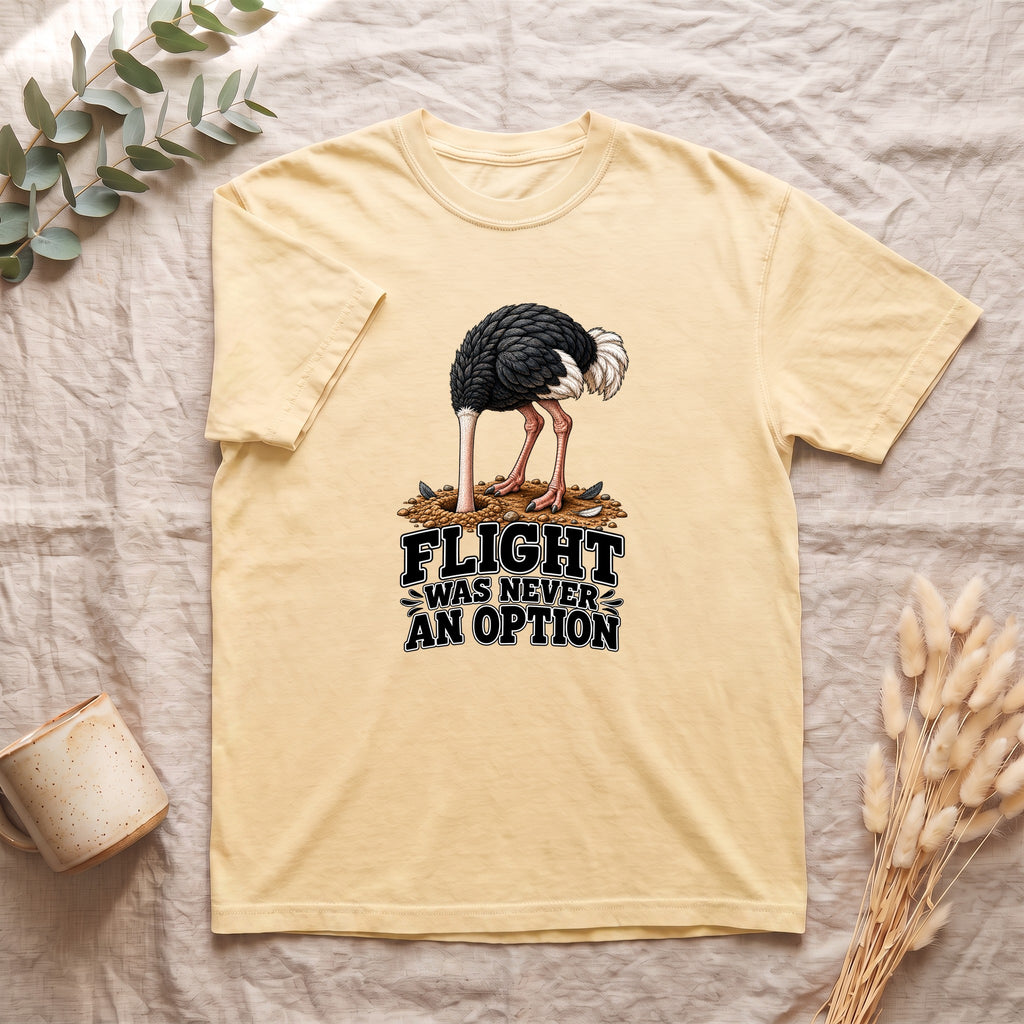 Ostrich Illustration Flight Was Never An Option Shirt | Funny Bird Tee