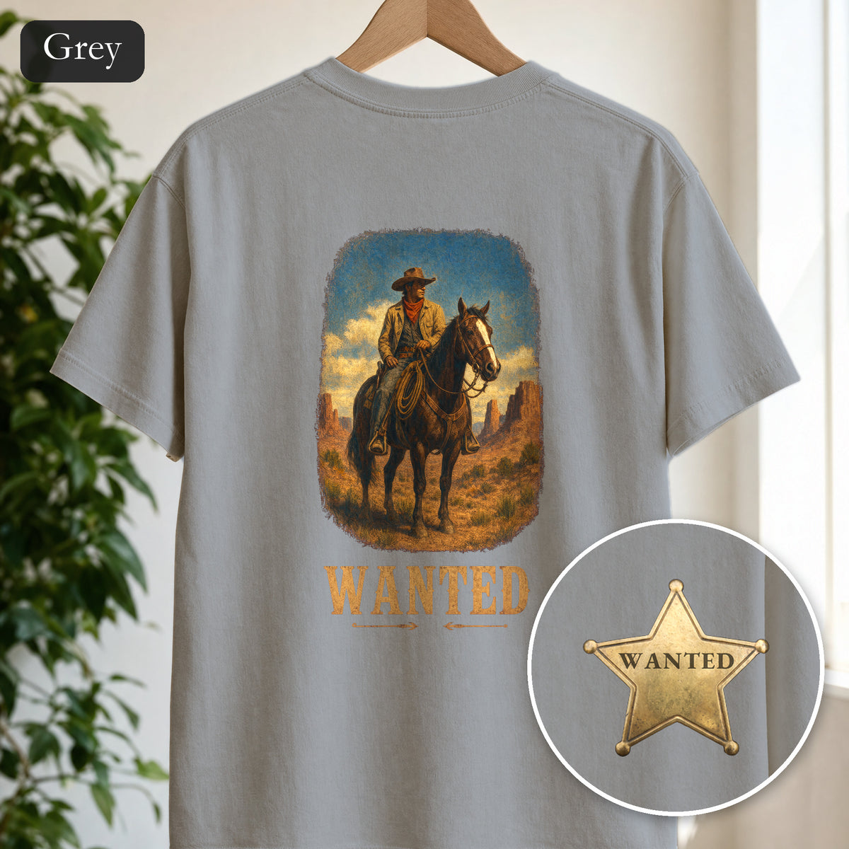 Wanted Cowboy Shirt, Vintage Western Wanted Poster Tee, Desert Outlaw Tee, Sheriff Star Cowboy Gift