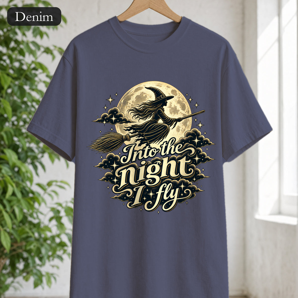 Witch Moon Shirt, Into the Night I Fly, Magical Halloween Tee, Witchy Aesthetic Gift