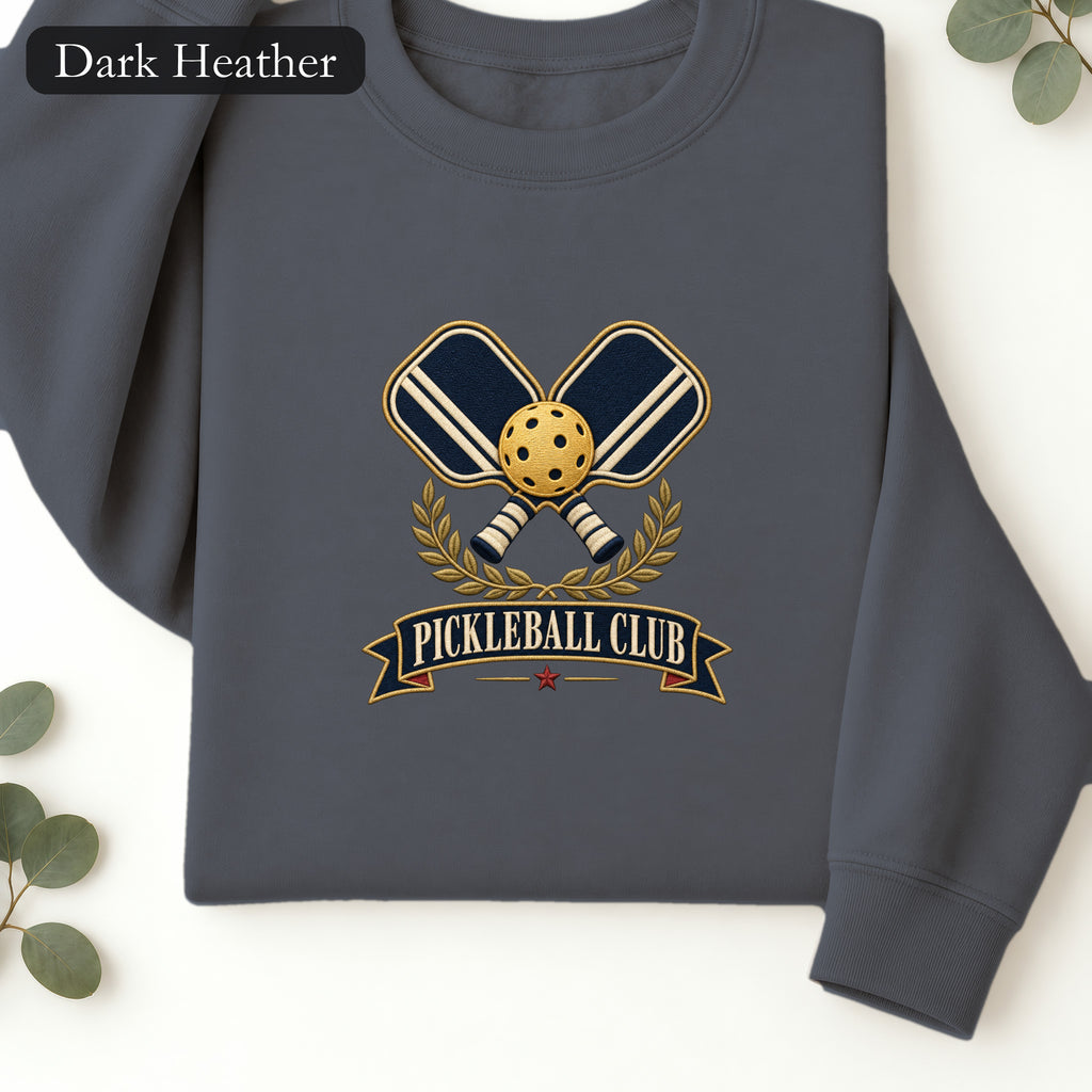 Pickleball Club Paddle and Ball Sweatshirt | Faux Embroidery