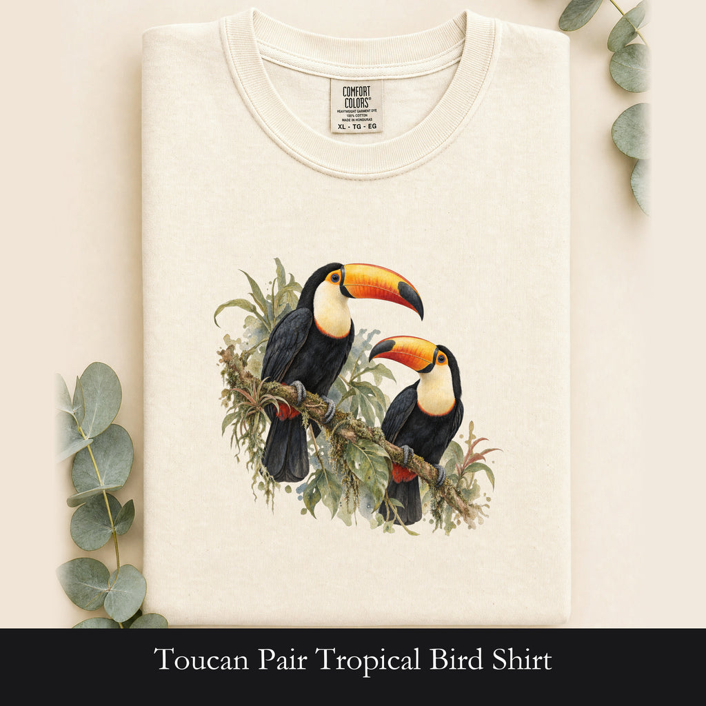 Toucan Pair Tropical Bird Shirt | Botanical Illustration