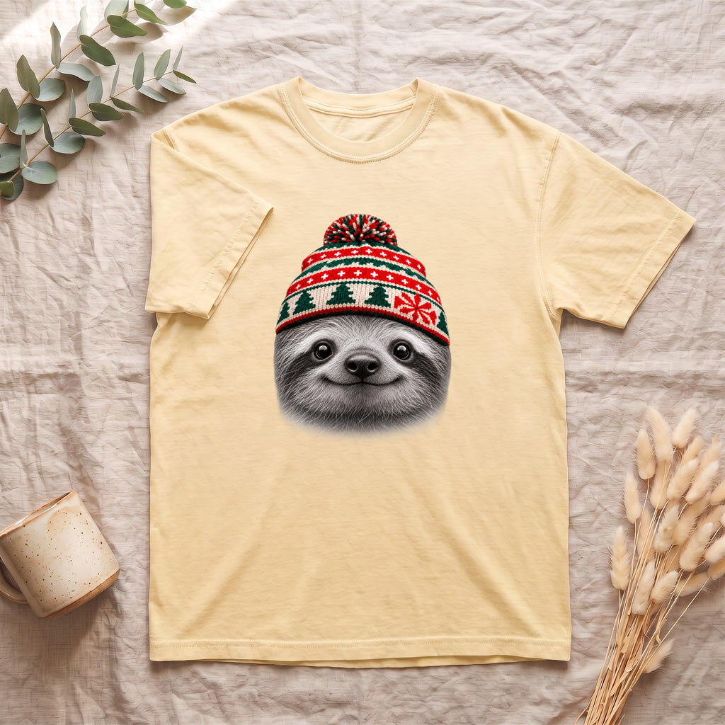 Sloth Wearing Knit Beanie | Cozy Winter Animal Tee