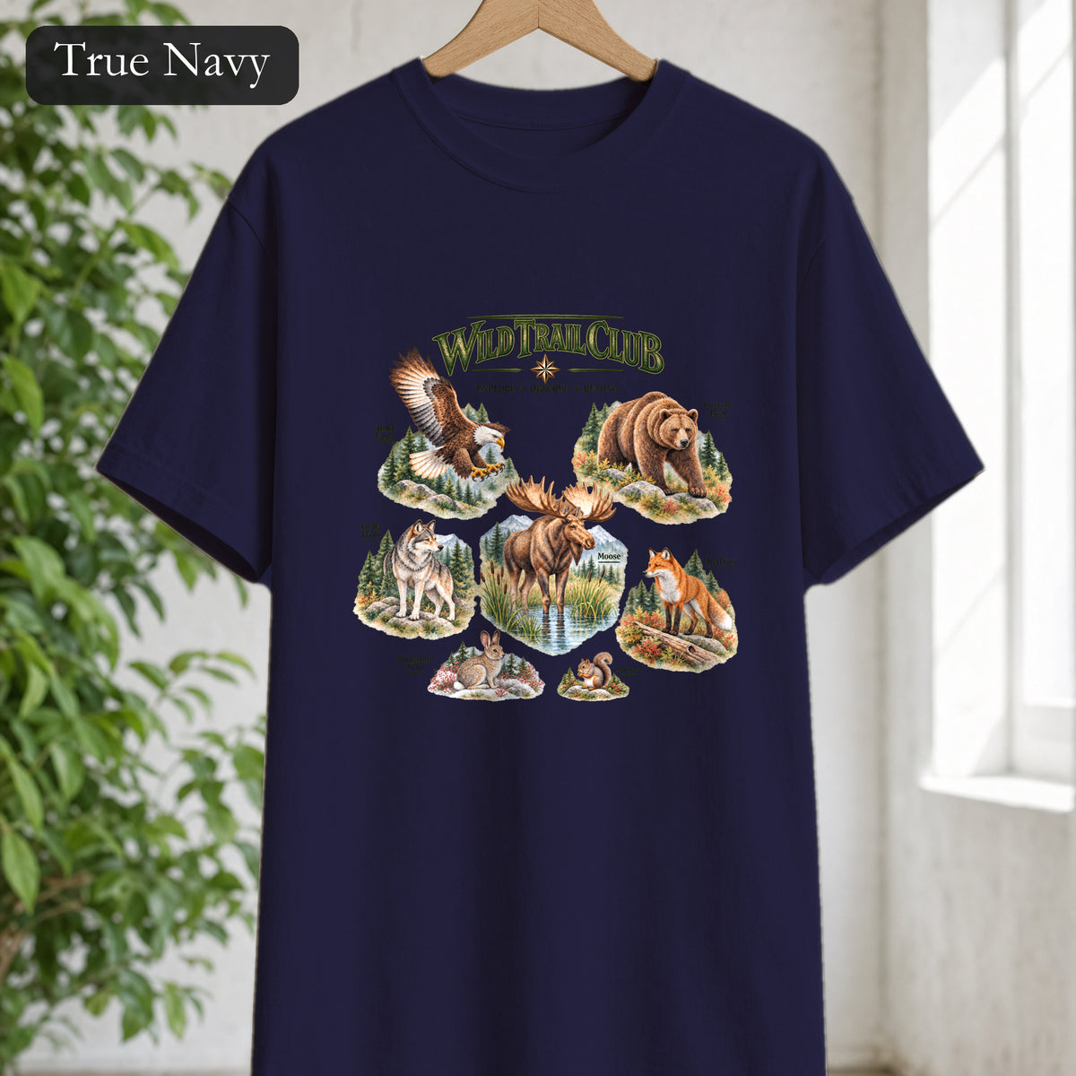 Wild Trail Club Shirt, Woodland Animals Tee, Walk Steady Go Far, Hiking Nature Lover Gift