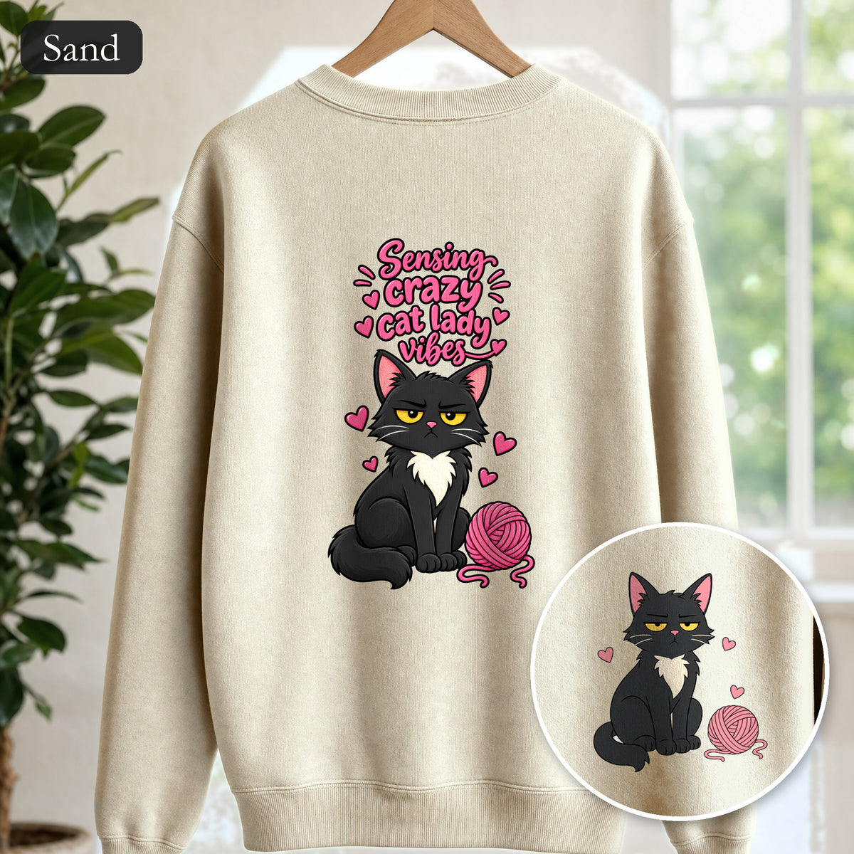Sensing Crazy Cat Lady Vibes Shirt, Funny Cat Mom Tee, Cat Lover Gift, Sarcastic Cat Owner Sweatshirt