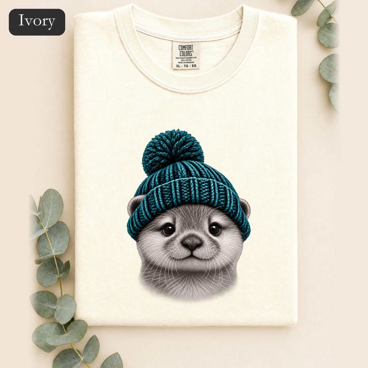 Otter Wearing Beanie Shirt | Cute Animal Illustration