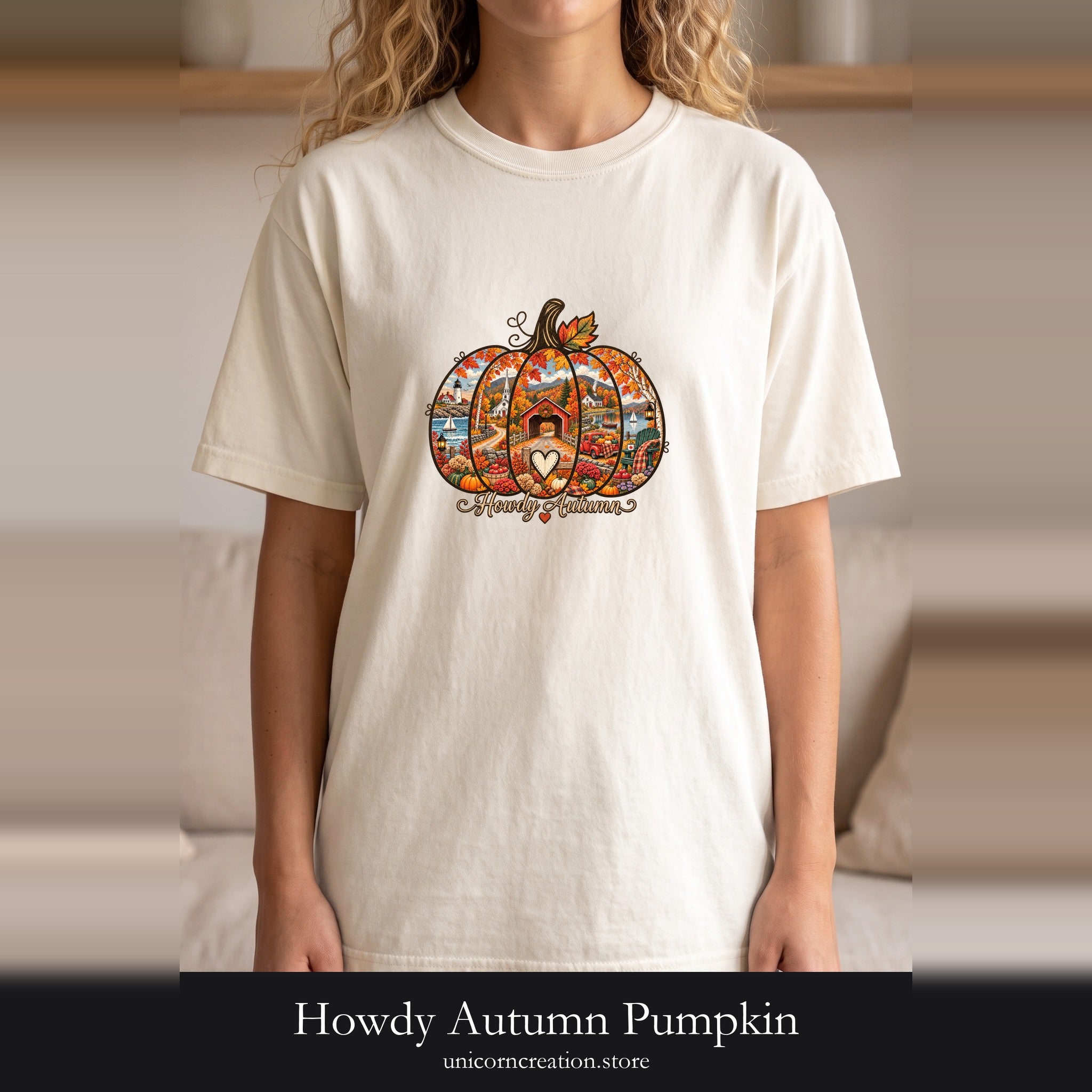 Howdy Autumn Pumpkin Shirt | Fall Patchwork Pumpkin Design, Vintage design