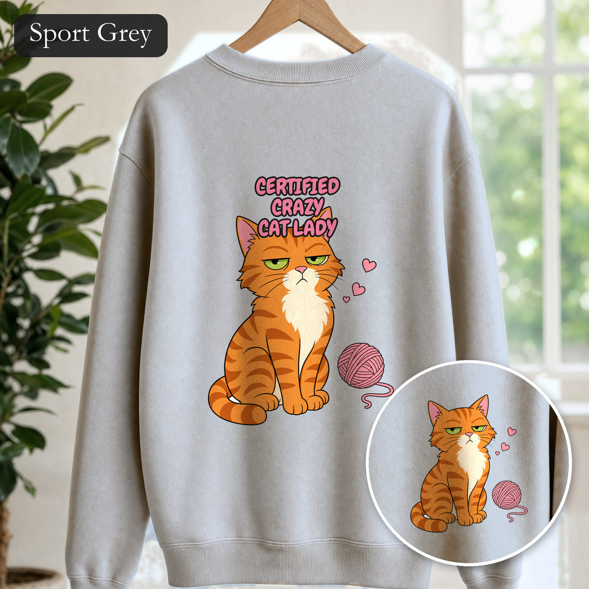 Certified Crazy Cat Lady Shirt, Orange Cat Mom Tee, Ginger Cat Lover Gift, Funny Cat Owner Sweatshirt