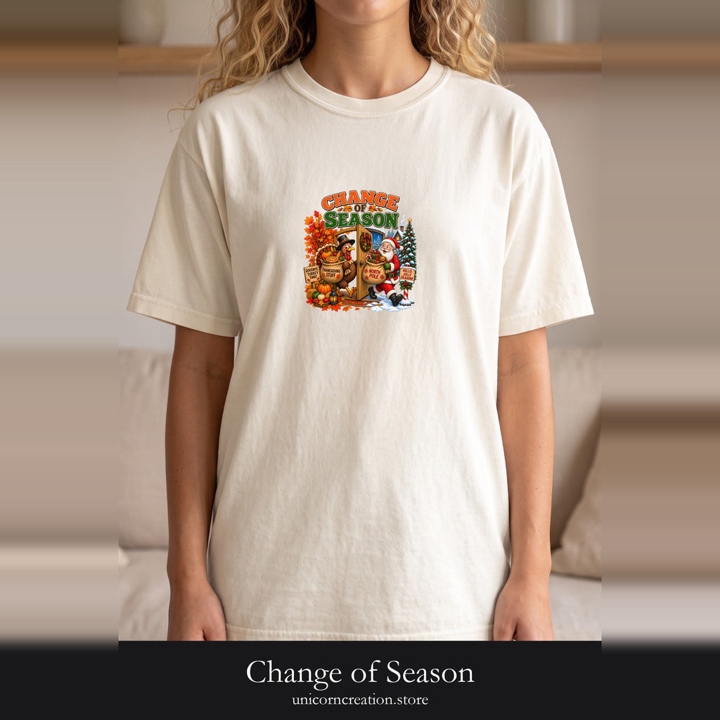 Change of Season Shirt | Fall to Winter Holiday Pumpkin Santa Design