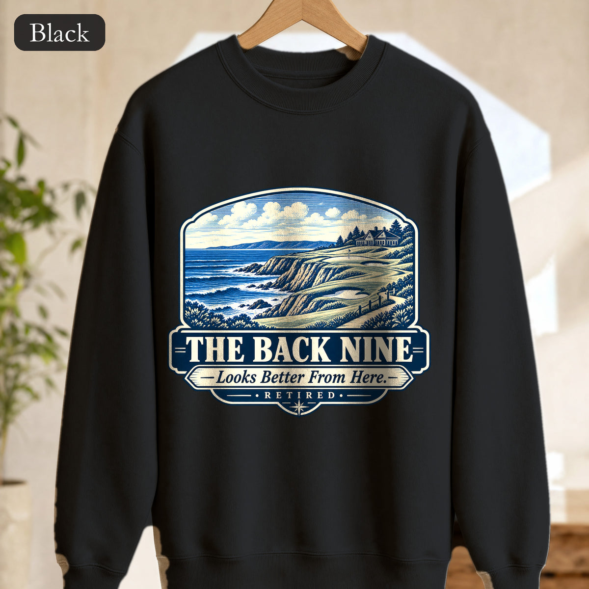 The Back Nine Sweatshirt, Scenic Golf Coast Crewneck, Vintage Golf Course Graphic, Golfer Gift