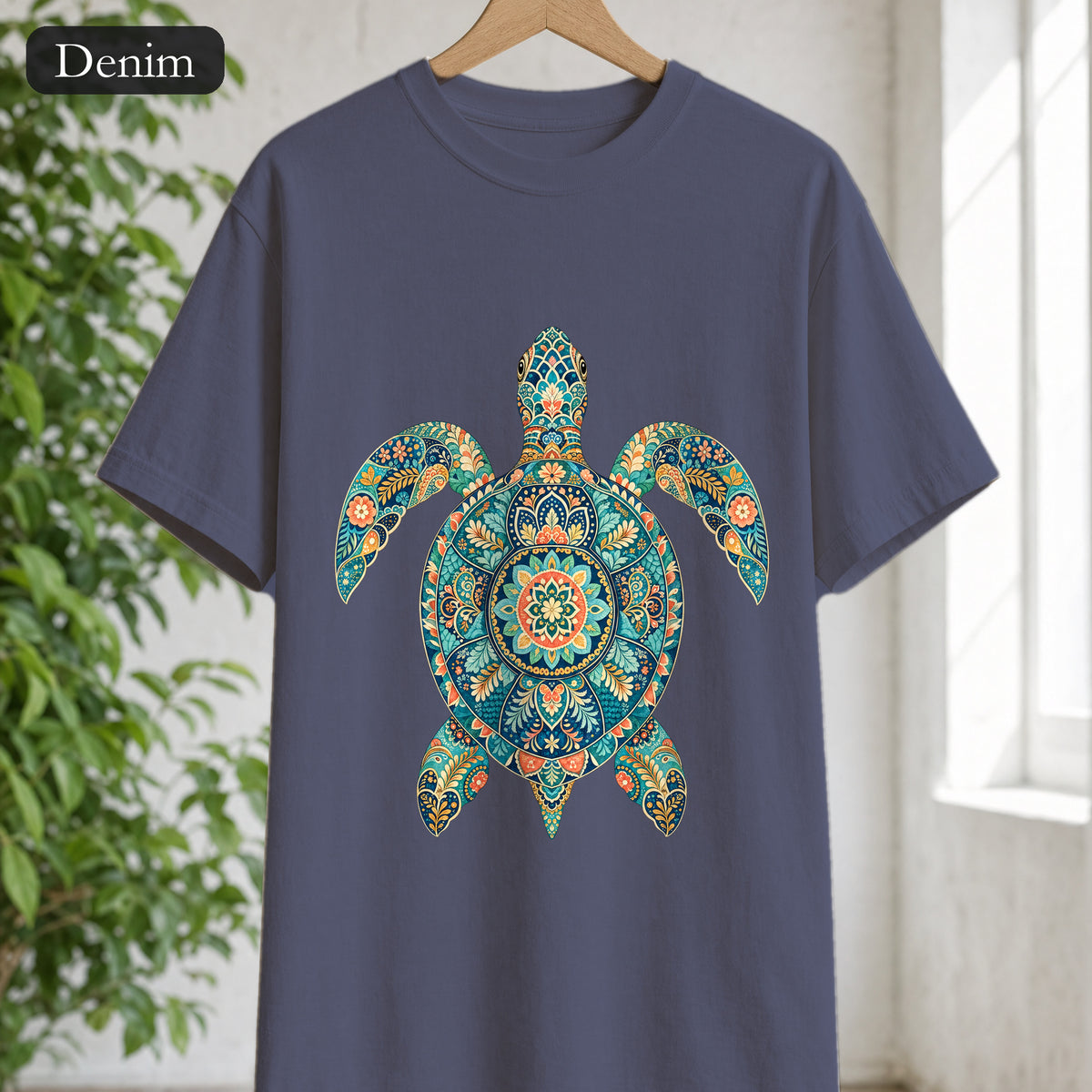 Boho Sea Turtle Shirt, Folk Art Turtle Tee, Japanese Pattern Ocean Lover Gift, Vintage Floral Turtle Sweatshirt