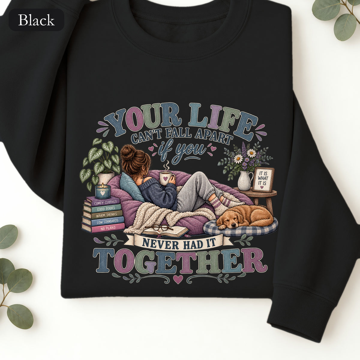 Your Life Your Cottagecore Aesthetic Sweatshirt | Cozy Reading Dog Design