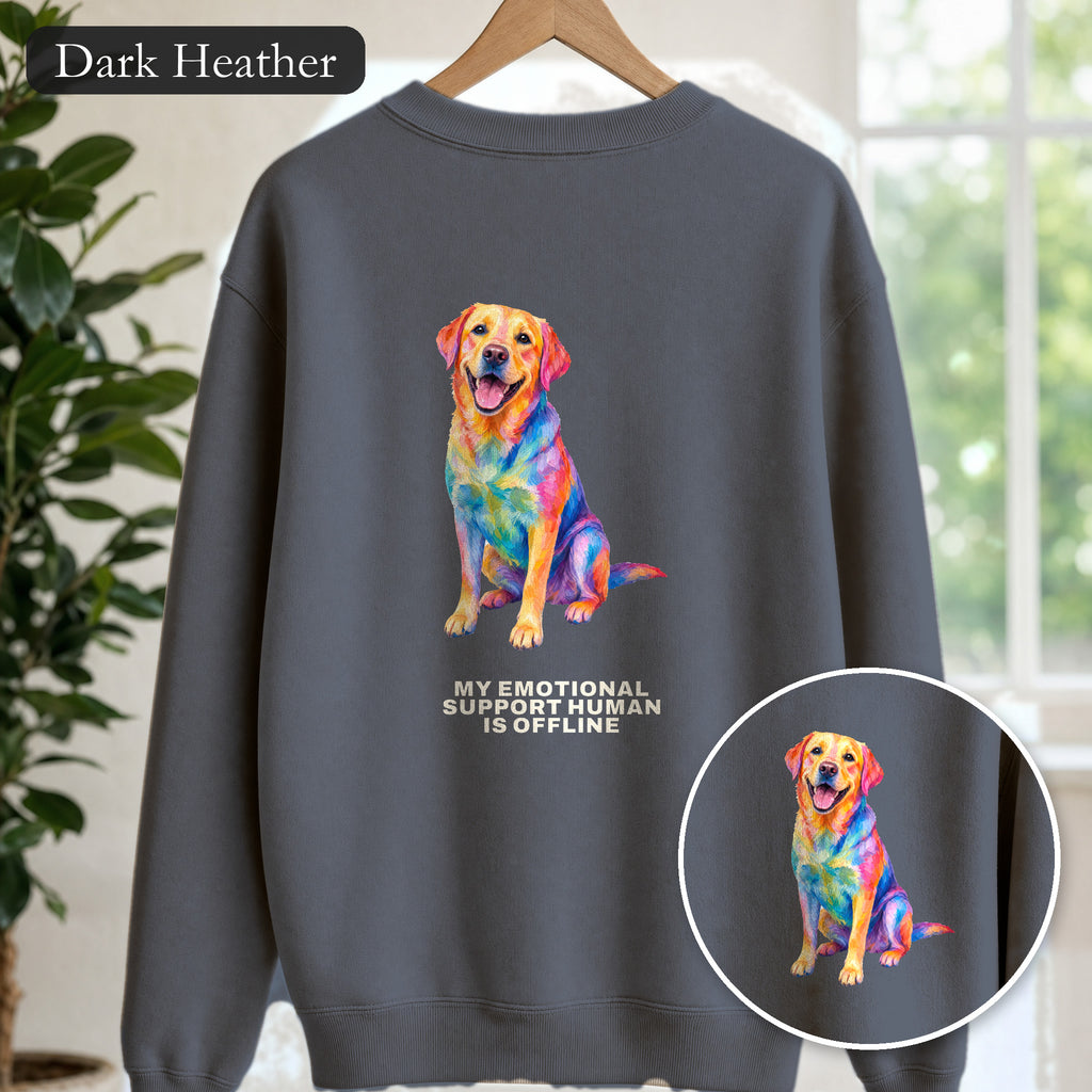 Labrador Shirt, My Emotional Support Human Is Offline Tee, Funny Lab Dog Mom Gift, Painterly Dog Lover Sweatshirt