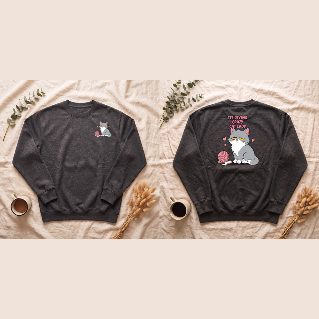 It's Giving Crazy Cat Lady Shirt, Grey Cat Mom Tee, Cat Lover Gift, Funny Cat Owner Sweatshirt