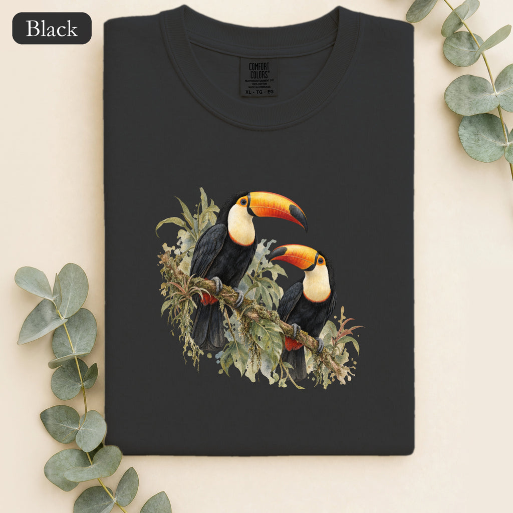 Toucan Pair Tropical Bird Shirt | Botanical Illustration