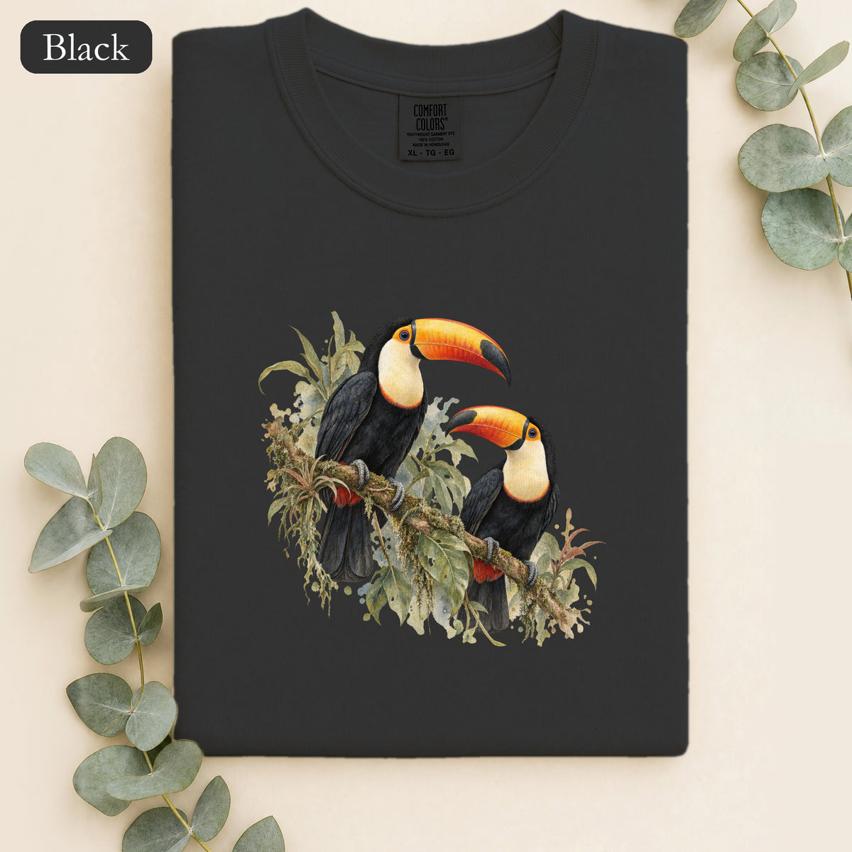 Toucan Pair Tropical Bird Shirt | Botanical Illustration