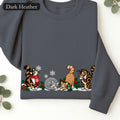 Embroidered Winter Cats Crewneck Sweatshirt | Cozy Christmas Cat Lineup in Scarves, Cat Lover Holiday Gift