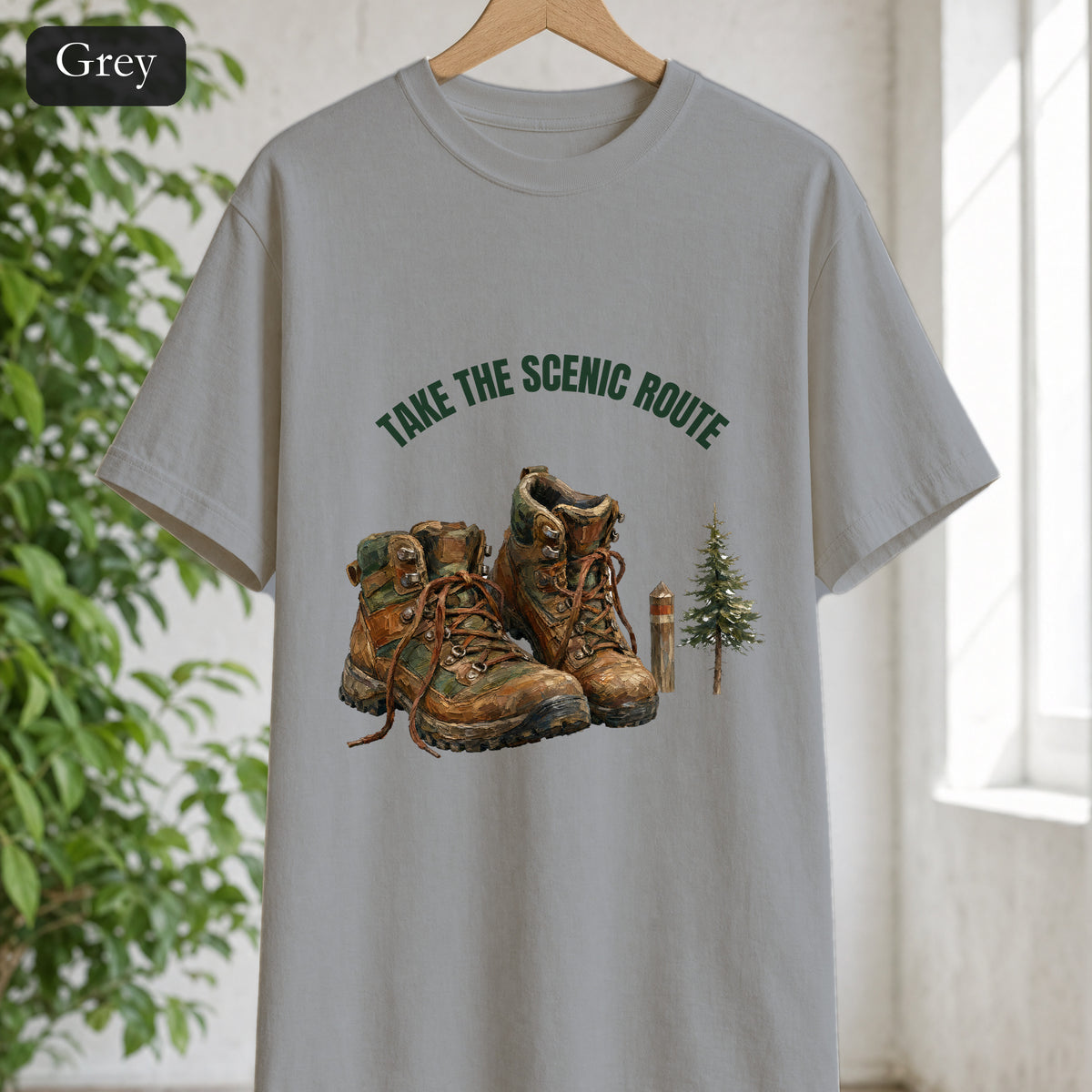 Take the Scenic Route Shirt, Hiking Trail Tee, Outdoor Adventure Nature Gift, Painterly Mountain Sweatshirt