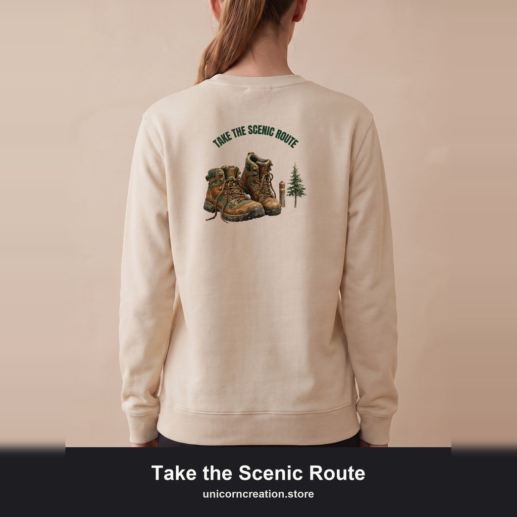 Take the Scenic Route Shirt, Hiking Trail Tee, Outdoor Adventure Nature Gift, Painterly Mountain Sweatshirt