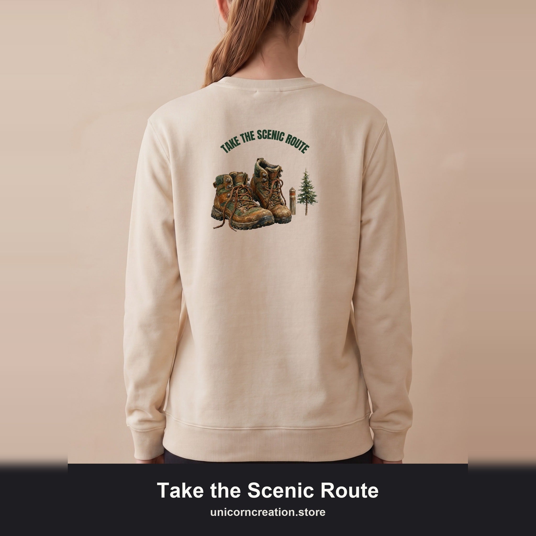 Take the Scenic Route Shirt, Hiking Trail Tee, Outdoor Adventure Nature Gift, Painterly Mountain Sweatshirt