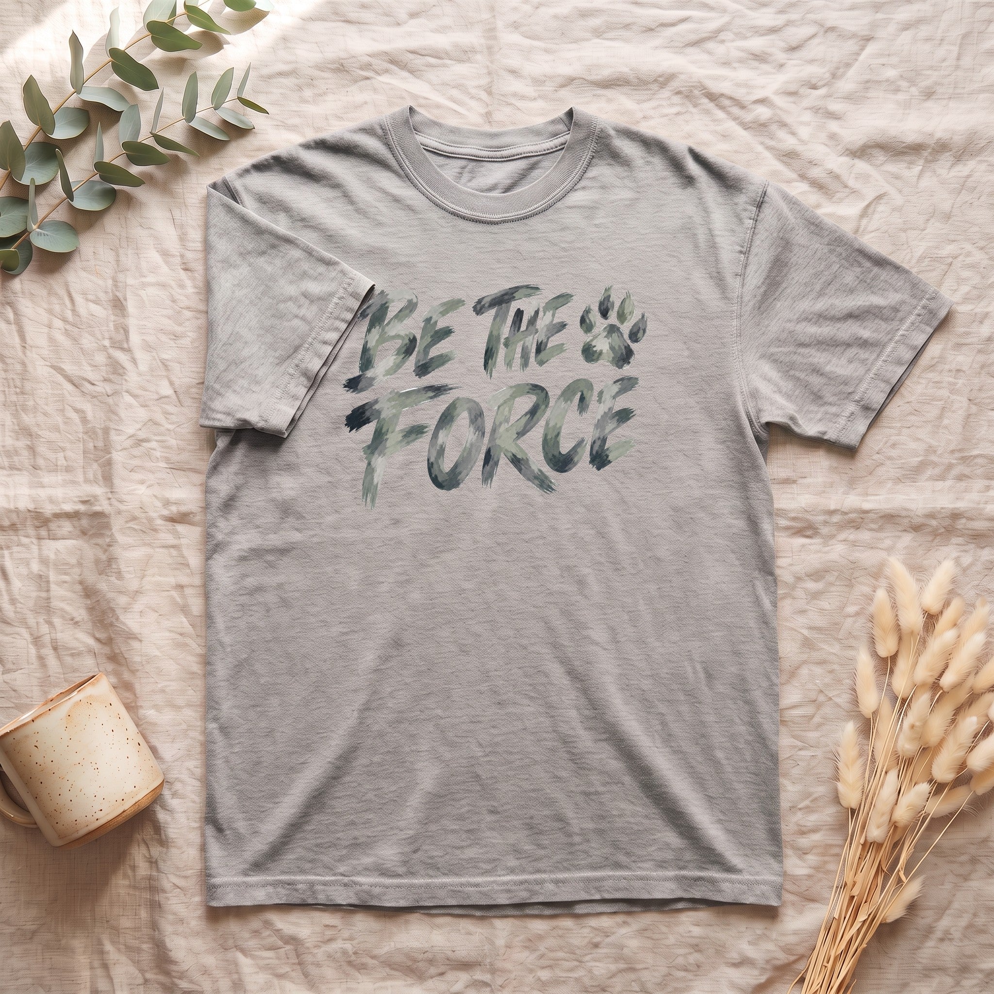 Be The Force Shirt, Camo Motivational Tee, Inspirational Encouragement Gift, Positive Vibes Paw Print Sweatshirt