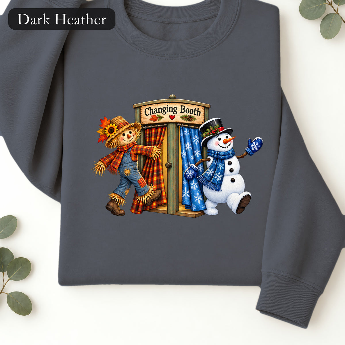 Scarecrow to Snowman Change of Season Sweatshirt | Holiday Country Folk