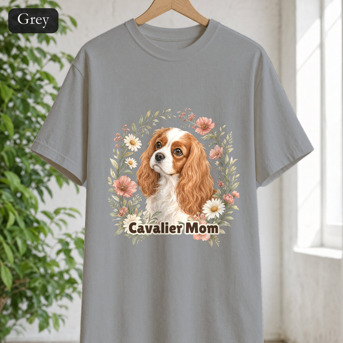 Cavalier Mom Shirt, Cavalier King Charles Spaniel Tee, Dog Mom Gift, Wildflower Dog Lover Sweatshirt