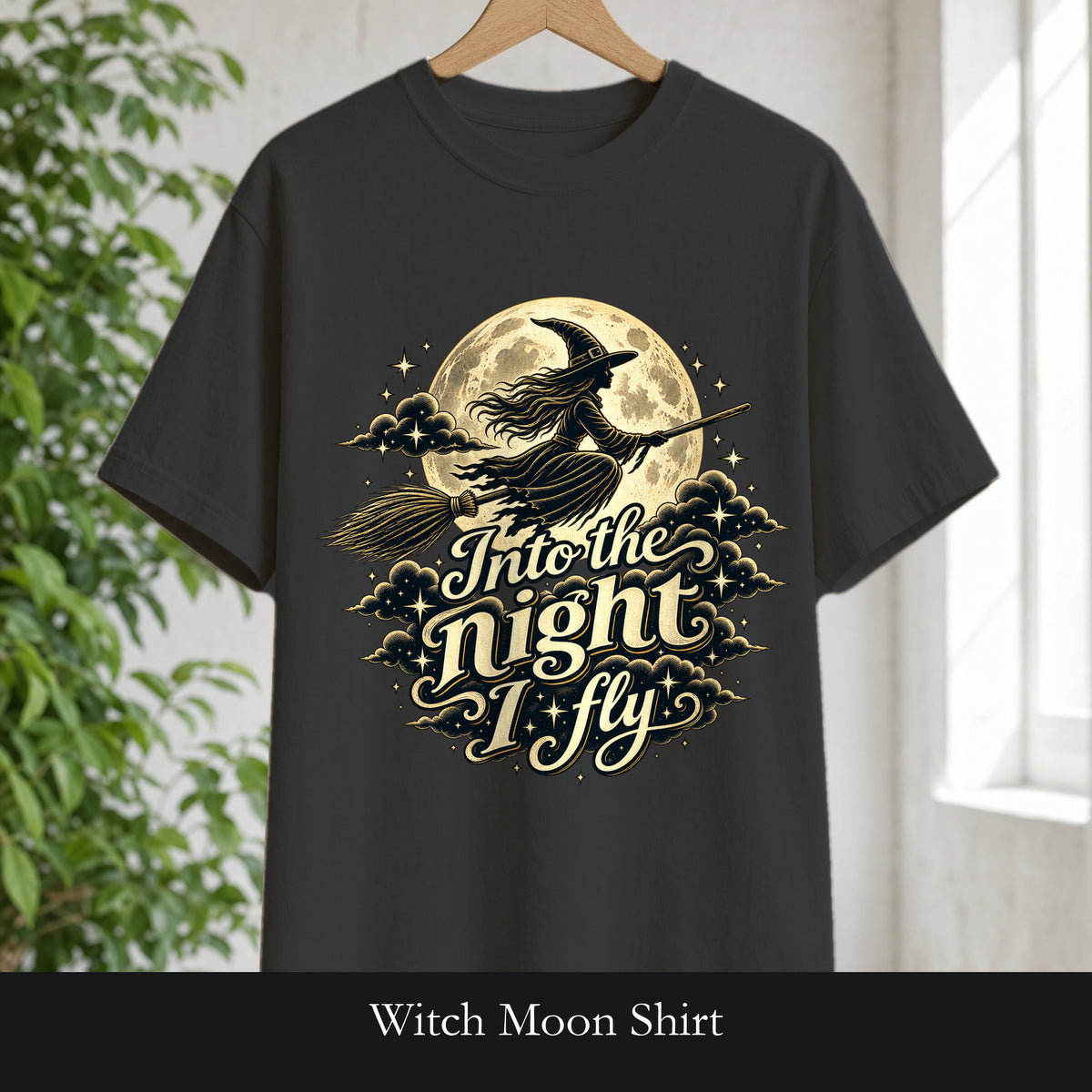 Witch Moon Shirt, Into the Night I Fly, Magical Halloween Tee, Witchy Aesthetic Gift