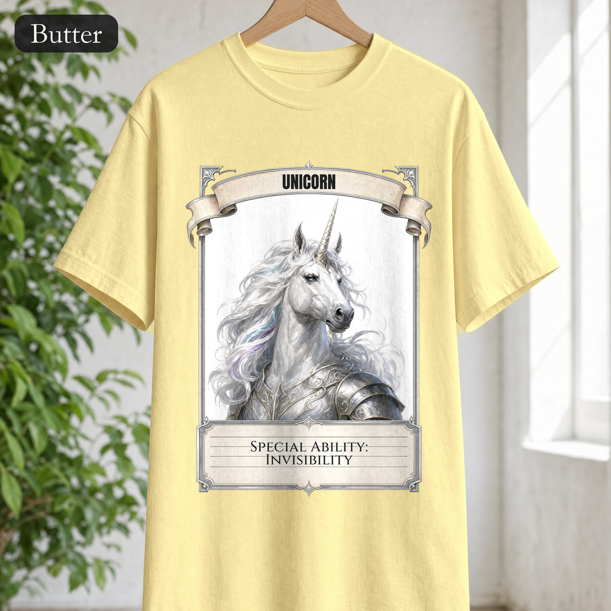 Unicorn Invisibility Stat Card Shirt, Funny RPG Gamer Tee, Tabletop D20 Fantasy Gift, Dungeon Dice Sweatshirt