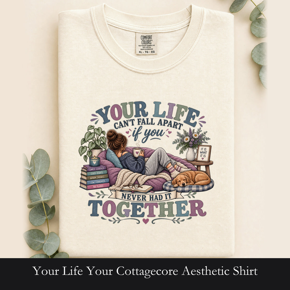 Your Life Your Cottagecore Aesthetic Shirt | Cozy Reading Dog Design