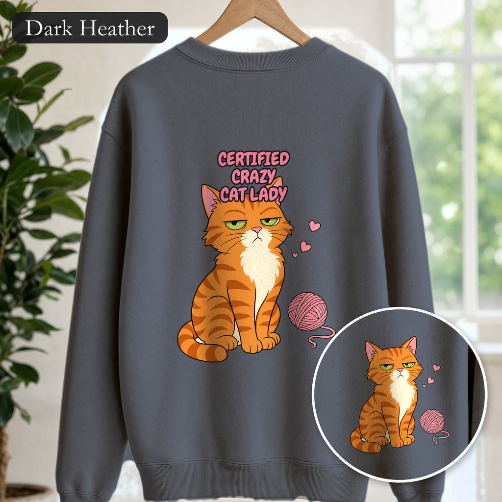 Certified Crazy Cat Lady Shirt, Orange Cat Mom Tee, Ginger Cat Lover Gift, Funny Cat Owner Sweatshirt