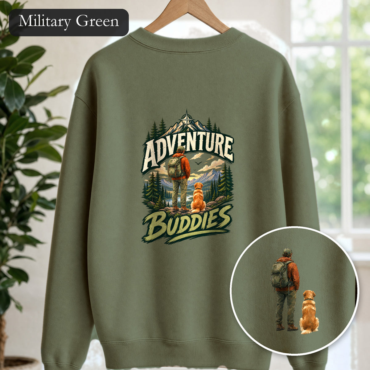 Adventure Buddies Shirt, Dog and Human Hiking Tee, Matching Dog Owner Gift, Painterly Outdoor Sweatshirt