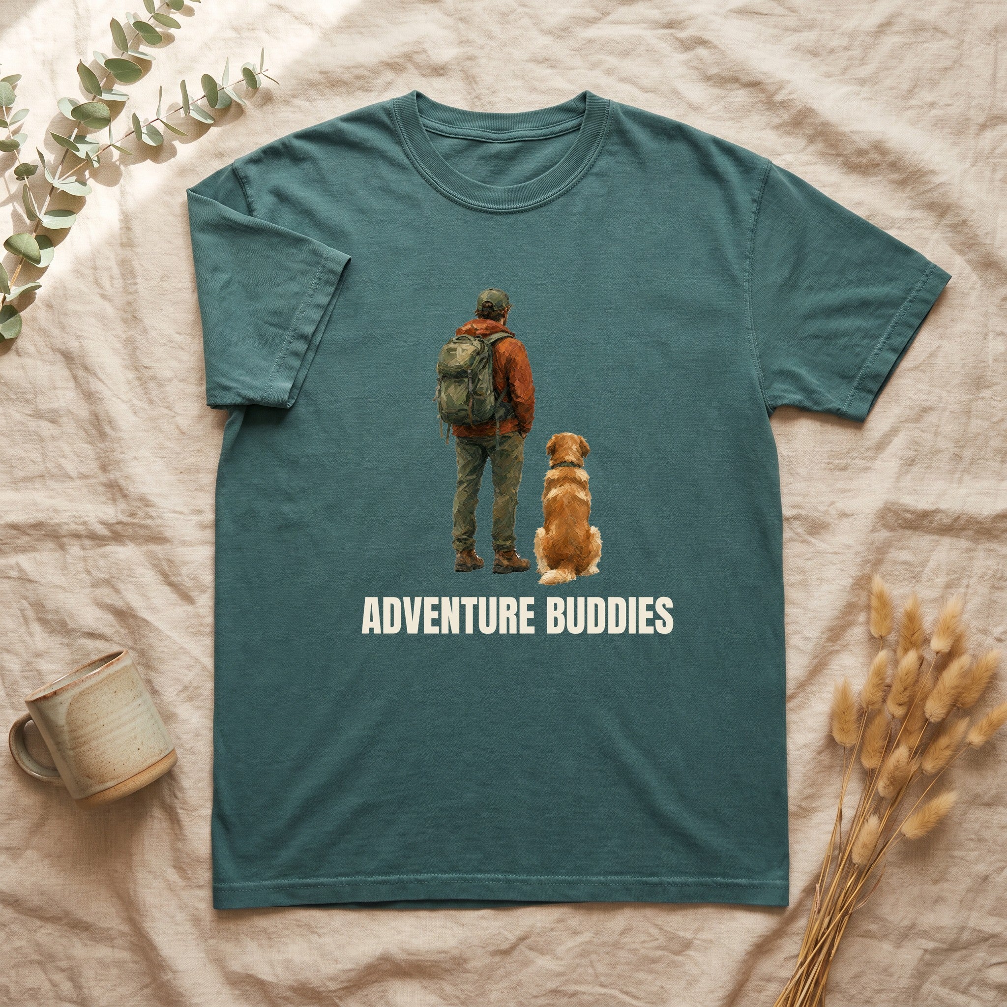 Adventure Buddies Shirt, Dog and Human Hiking Tee, Matching Dog Owner Gift, Painterly Outdoor Sweatshirt