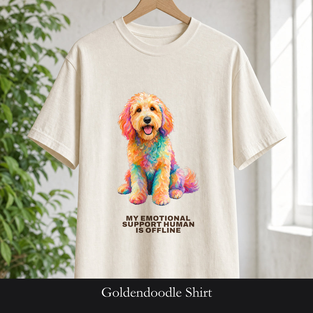 Goldendoodle Shirt, My Emotional Support Human Is Offline Tee, Funny Doodle Dog Mom Gift, Painterly Dog Lover Sweatshirt