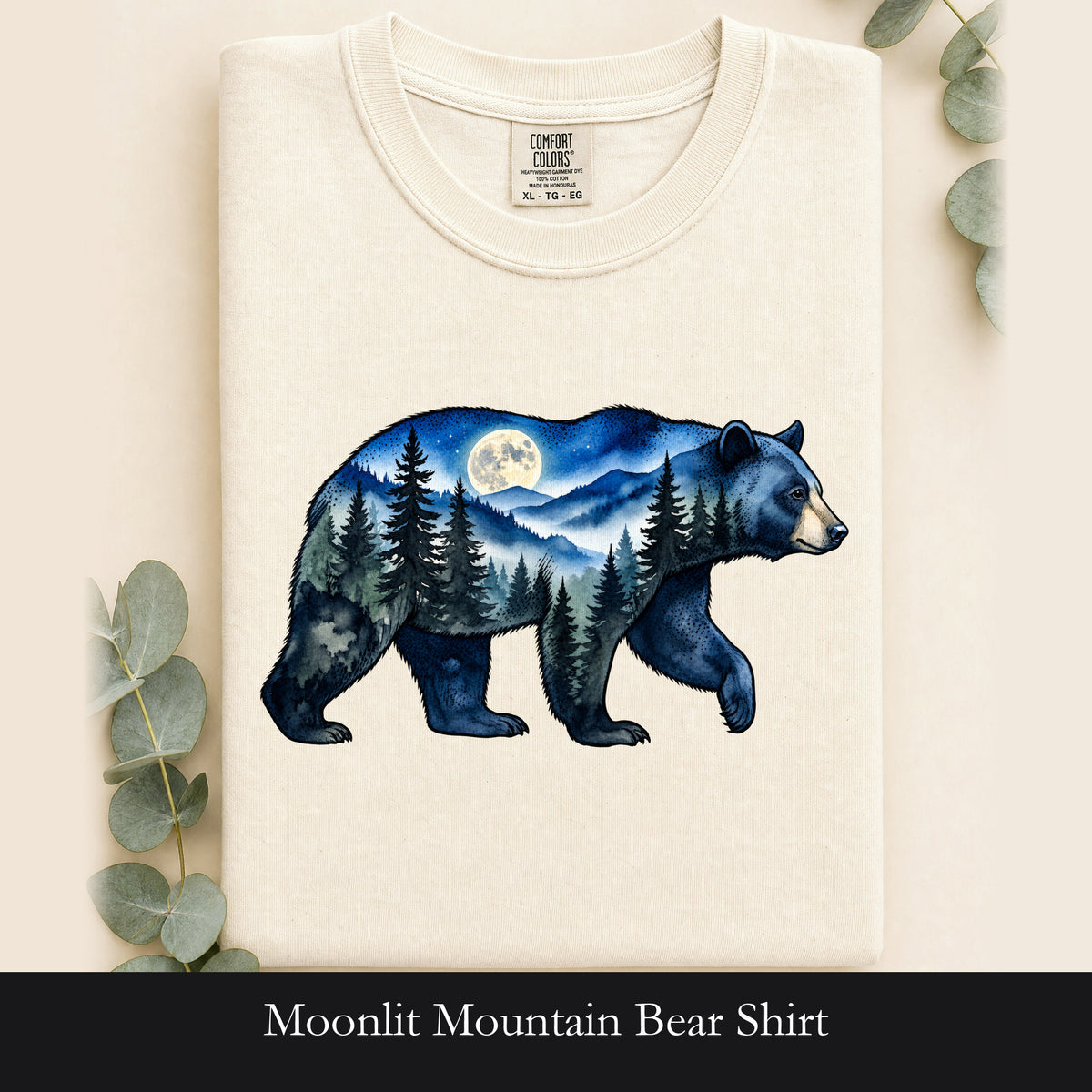 Moonlit Mountain Bear Shirt | Forest Night Wildlife Tee