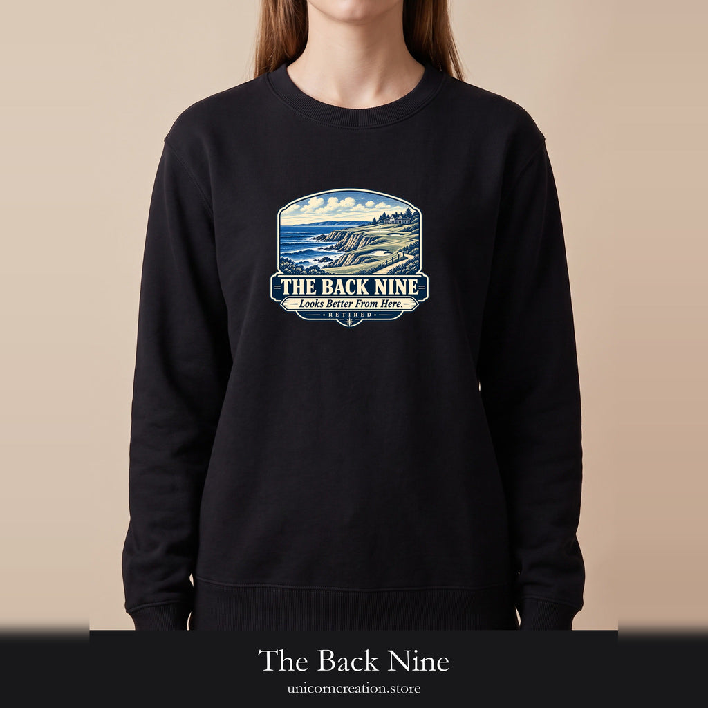 The Back Nine Sweatshirt, Scenic Golf Coast Crewneck, Vintage Golf Course Graphic, Golfer Gift