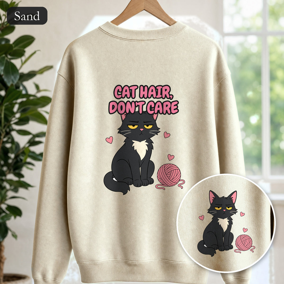 Cat Hair Don't Care Shirt, Funny Cat Mom Tee, Cat Lover Gift, Cat Owner Sweatshirt
