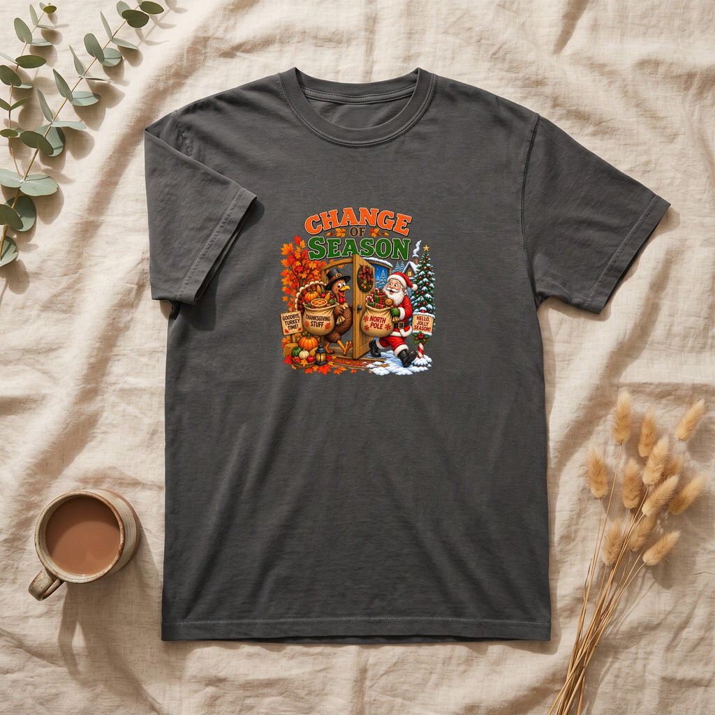 Change of Season Shirt | Fall to Winter Holiday Pumpkin Santa Design