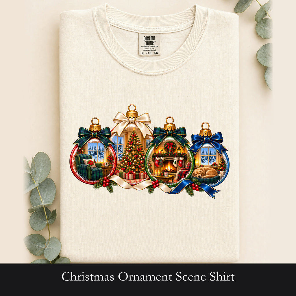 Christmas Ornament Scene Shirt | Holiday Bauble Tee