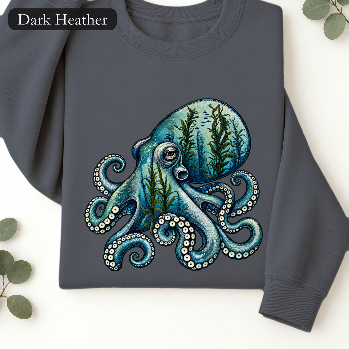 Dreamy Octopus Illustration Sweatshirt | Marine Life, Aquatic Art