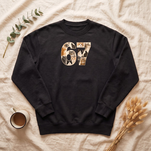 67 Cats Shirt, Funny 67 Meme Cat Tee, Trendy Cat Number Gift, Cat Lover Sweatshirt