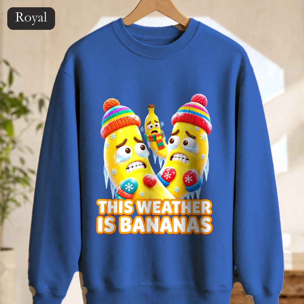 This Weather Is Bananas Sweatshirt, Funny Freezing Banana Crewneck, Winter Fruit Pun Gift, Cold Weather Humor Sweatshirt