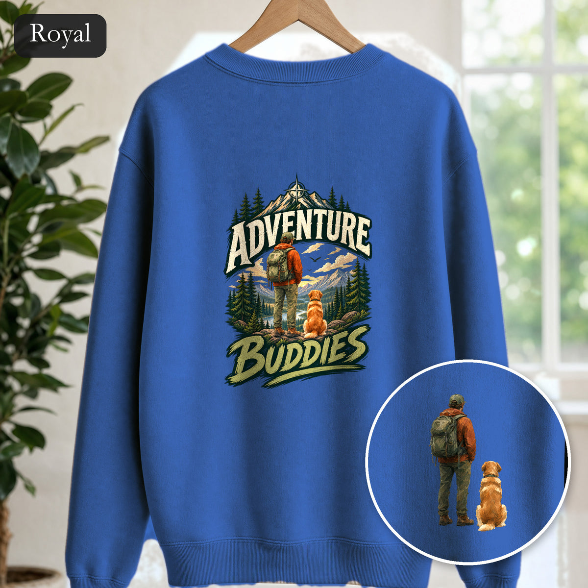 Adventure Buddies Shirt, Dog and Human Hiking Tee, Matching Dog Owner Gift, Painterly Outdoor Sweatshirt