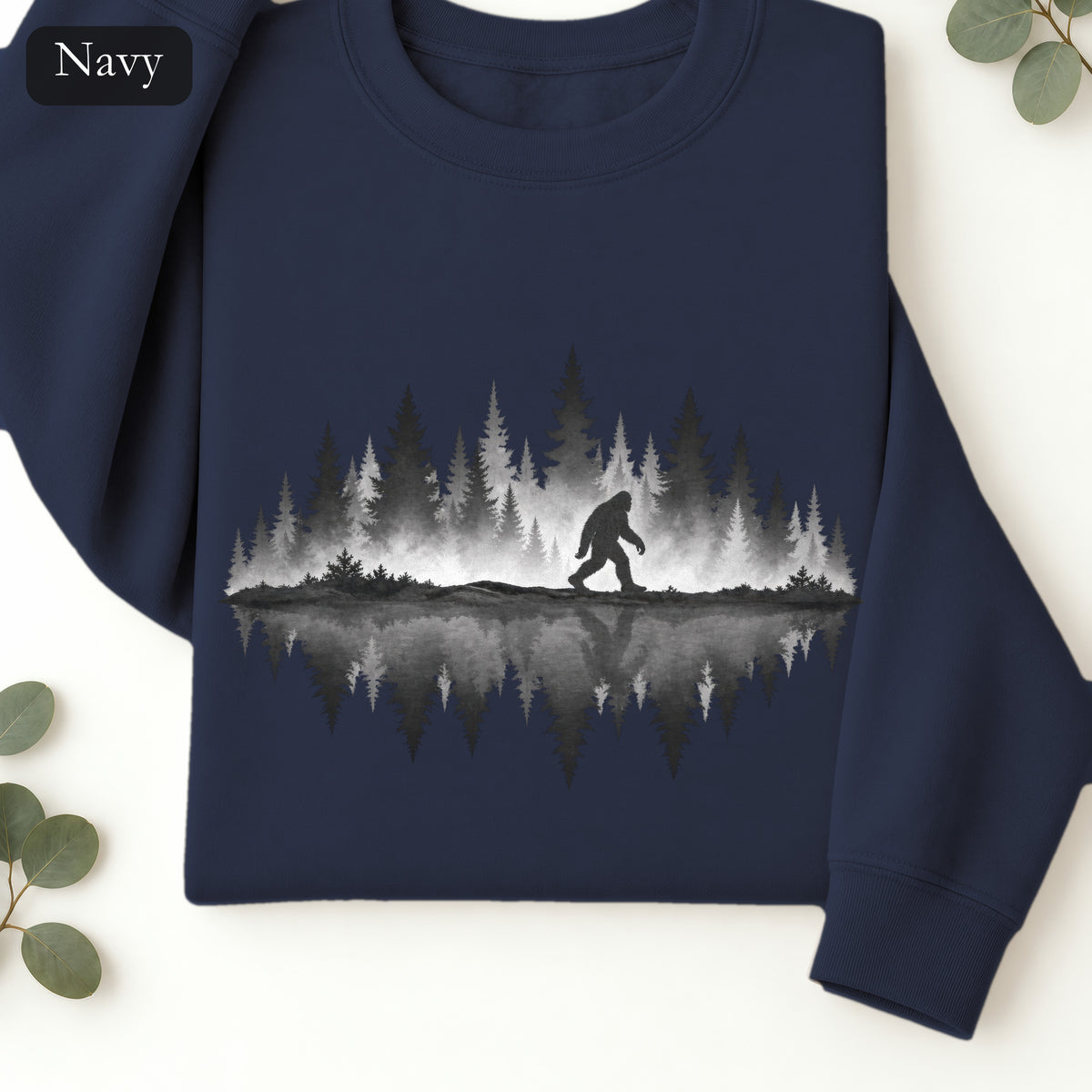 Bigfoot Silhouette Forest Crewneck Sweatshirt